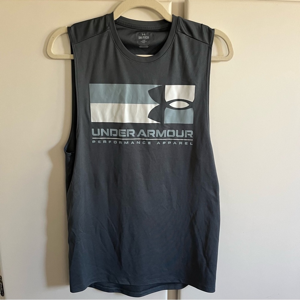 Under Armour Mens Velocity Training Sleeveless Tank Heat Gear  1377140-012 Gray​